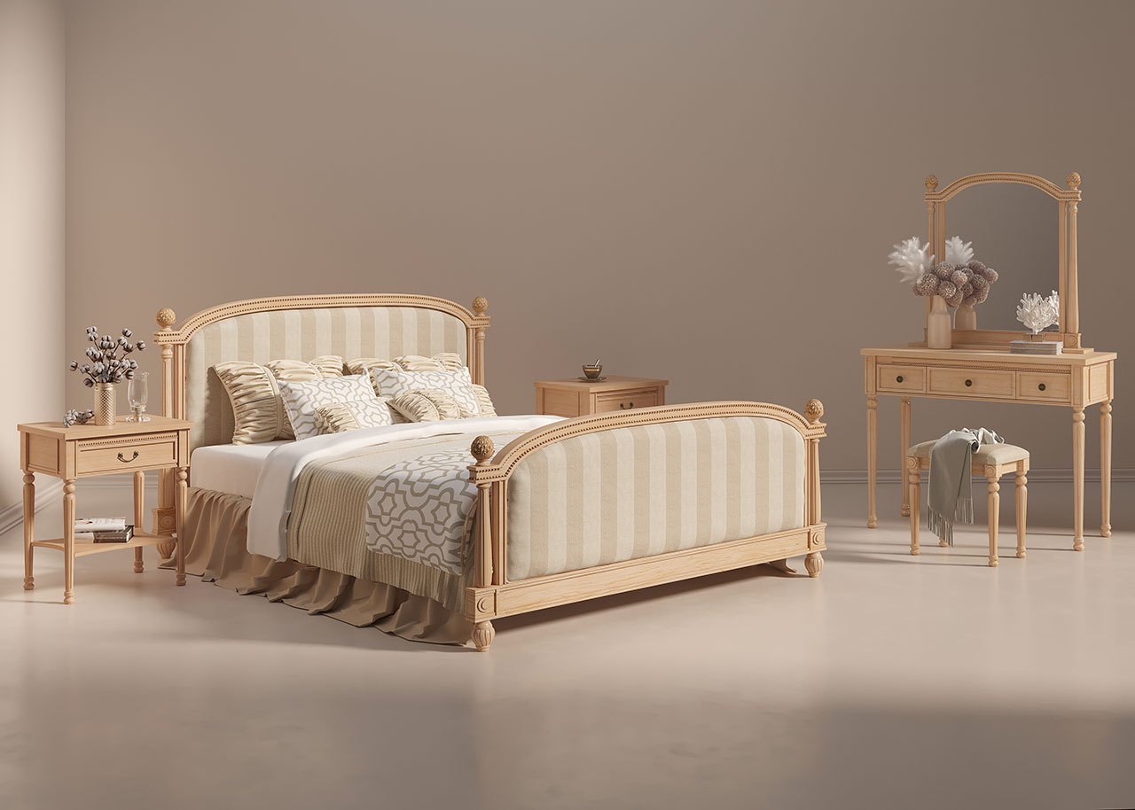 Oak double bed set