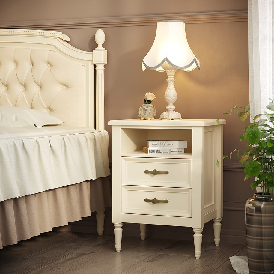 Romantic MDF and wooden nightstand