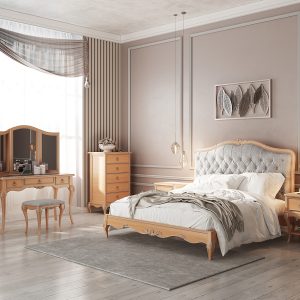 سرویس خواب دو نفره چوبی بدون پایین تخت روکو